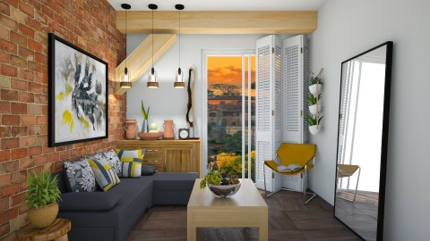 Rustic yellow apartment - Rustic - Living room  - by evemorgan96