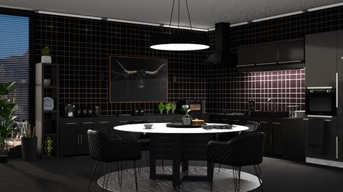 Very black kitchen - Kitchen  - by nat mi