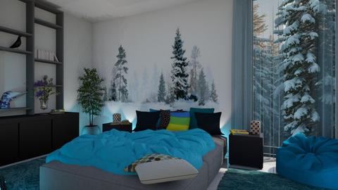 blue  light bedroom - by Iren Csicsai