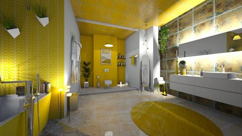 yellow washroom - Retro - Bathroom  - by Phoenix_shruti