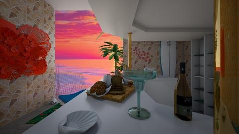 sunset at the beach bar - by papinimartini