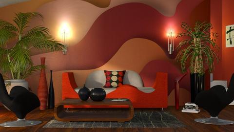 Red waves - Retro - Living room  - by ZsuzsannaCs