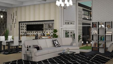 white brick apartment - Living room  - by nat mi