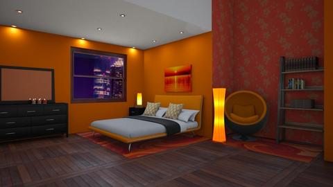 Orange bedroom - Minimal - Bedroom  - by deleted_1629377442_designkitty31