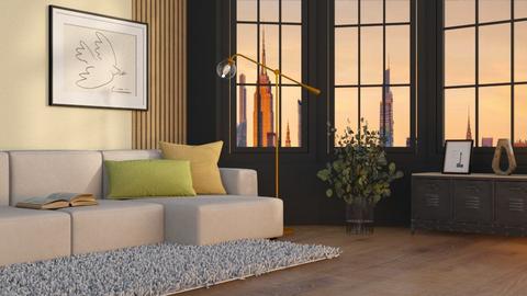 Yellow and Green - Living room  - by Kittylover226