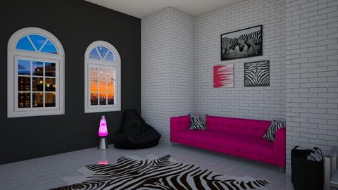 pink zebra living room - Glamour - Living room  - by Katydidnot