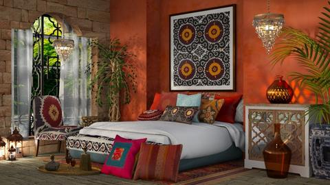 Colorful Cushined BR - Vintage - Bedroom  - by ZsuzsannaCs