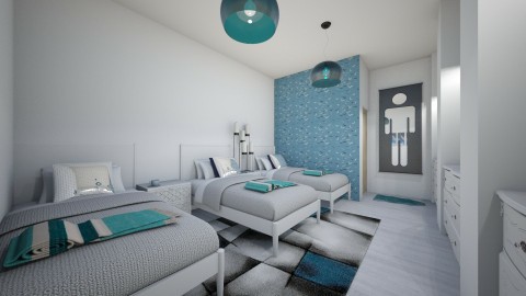 quarto dos trigemeos  - Retro - Bedroom  - by kelly lucena
