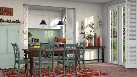 Red Windfalls - Dining room  - by gretaponte