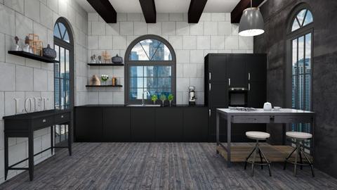 B_W Industrial Kitchen - Kitchen  - by MyDesignIdeas